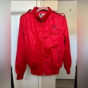 Red Zip-Up Jacket with Logo